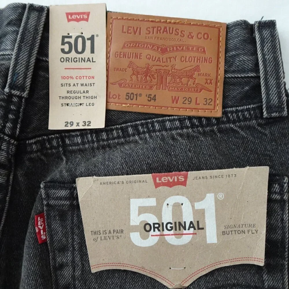 Levi's 501 '54 Jeans Men's Size 29x32 Black Denim Distressed READ MEASUREMENTS